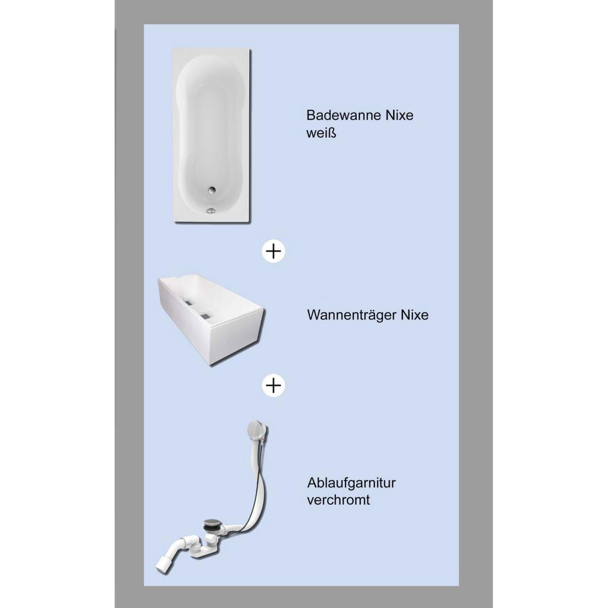 Ottofond Badewanne 170 x 75 cm weiß mit Wannenträger und Ab-/Überlaufgarnitur Bild 6