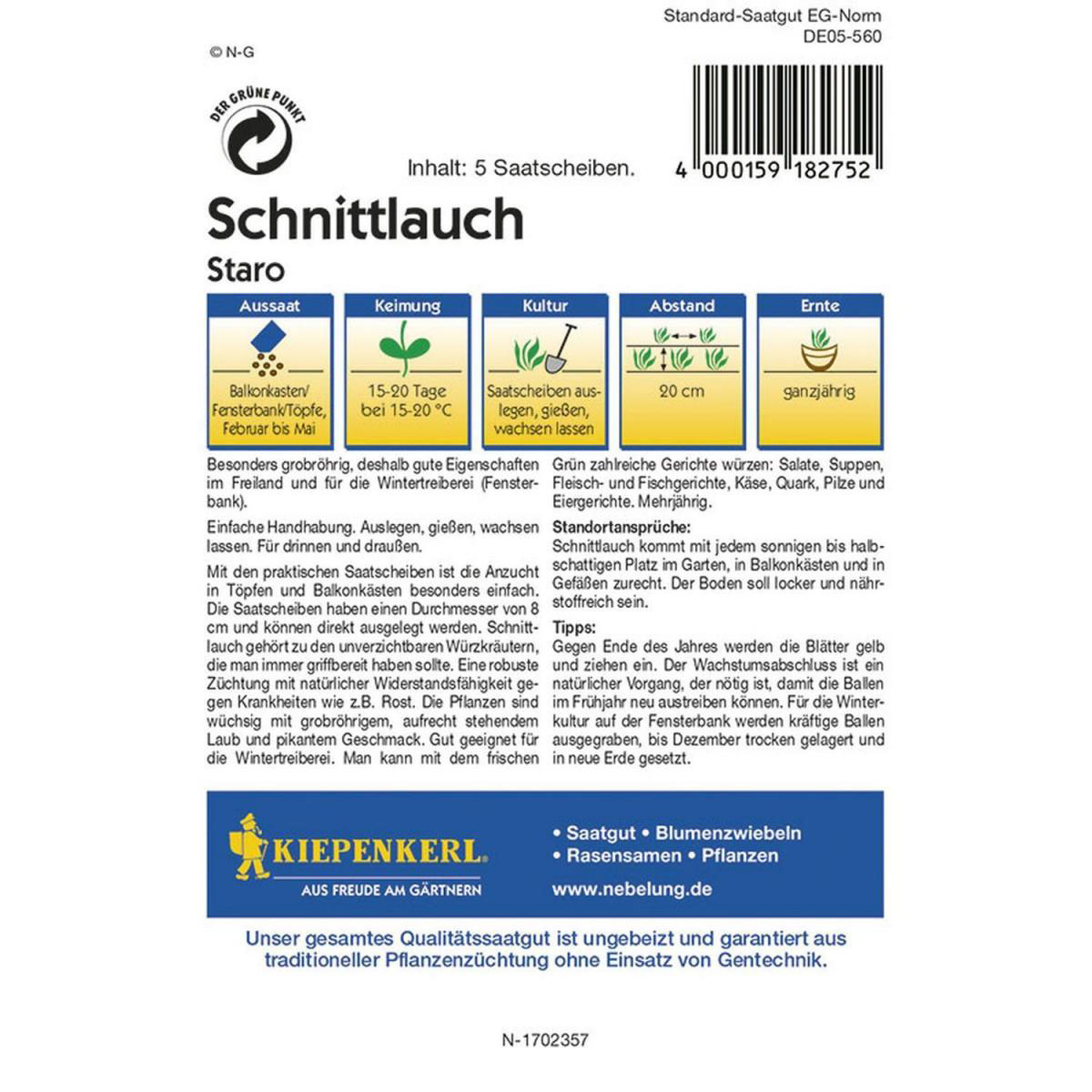 Kiepenkerl Schnittlauch Staro - Saatscheiben Bild 2
