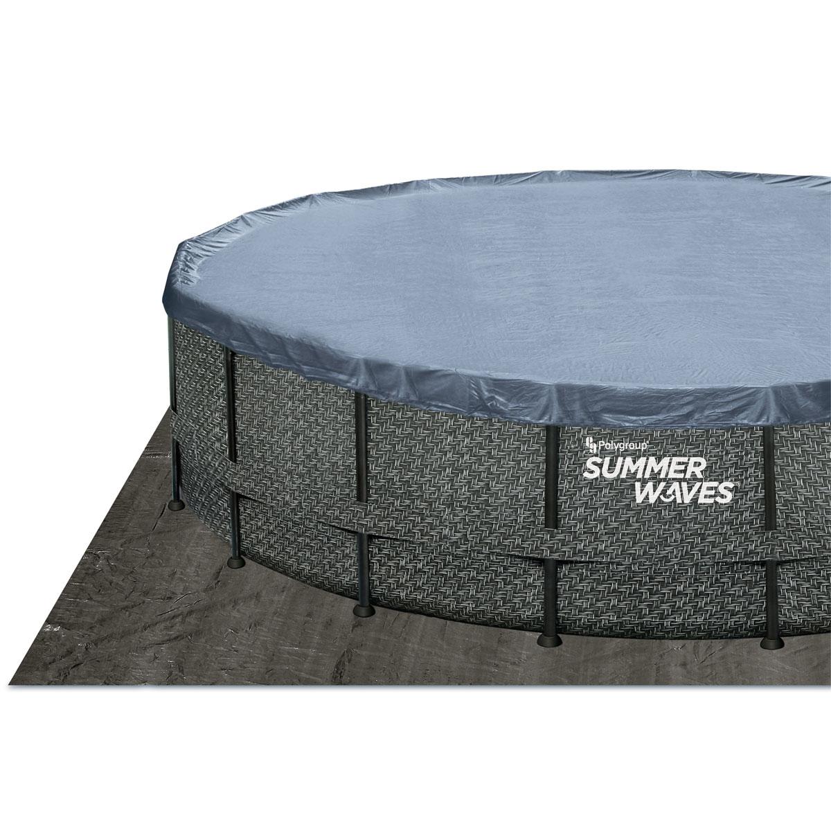 Summer Waves Elite Frame Pool 488x488x122cm Rattan Grau Bild 11