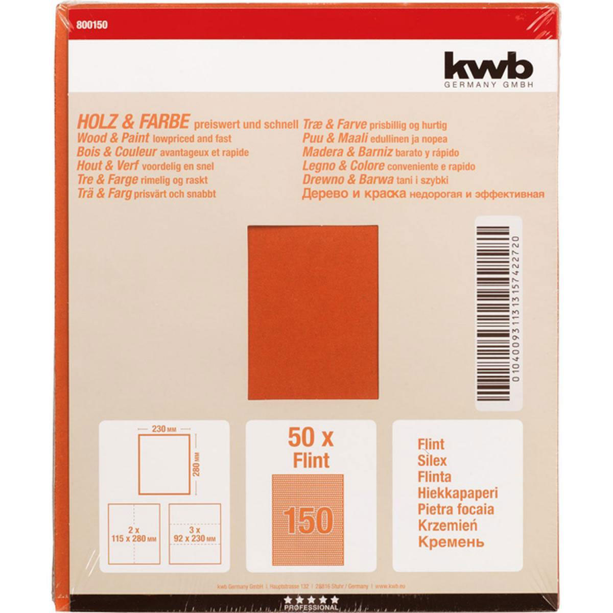 kwb  Schleifpapier Holz und Farbe Flint 230 x 280 mm K150 Bild 2