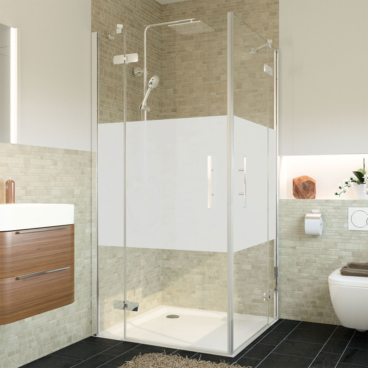 Breuer Eckeinstieg Avanta Drehtür 4-teilig alu chromeffekt Intima 800/1200 mm