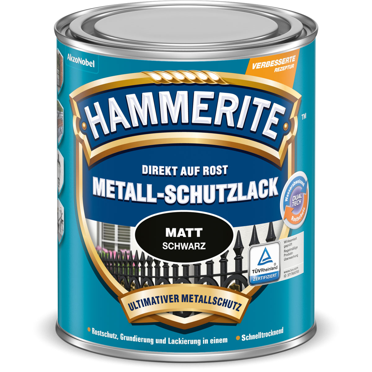 Hammerite Metallschutzlack schwarz matt 2,5 L