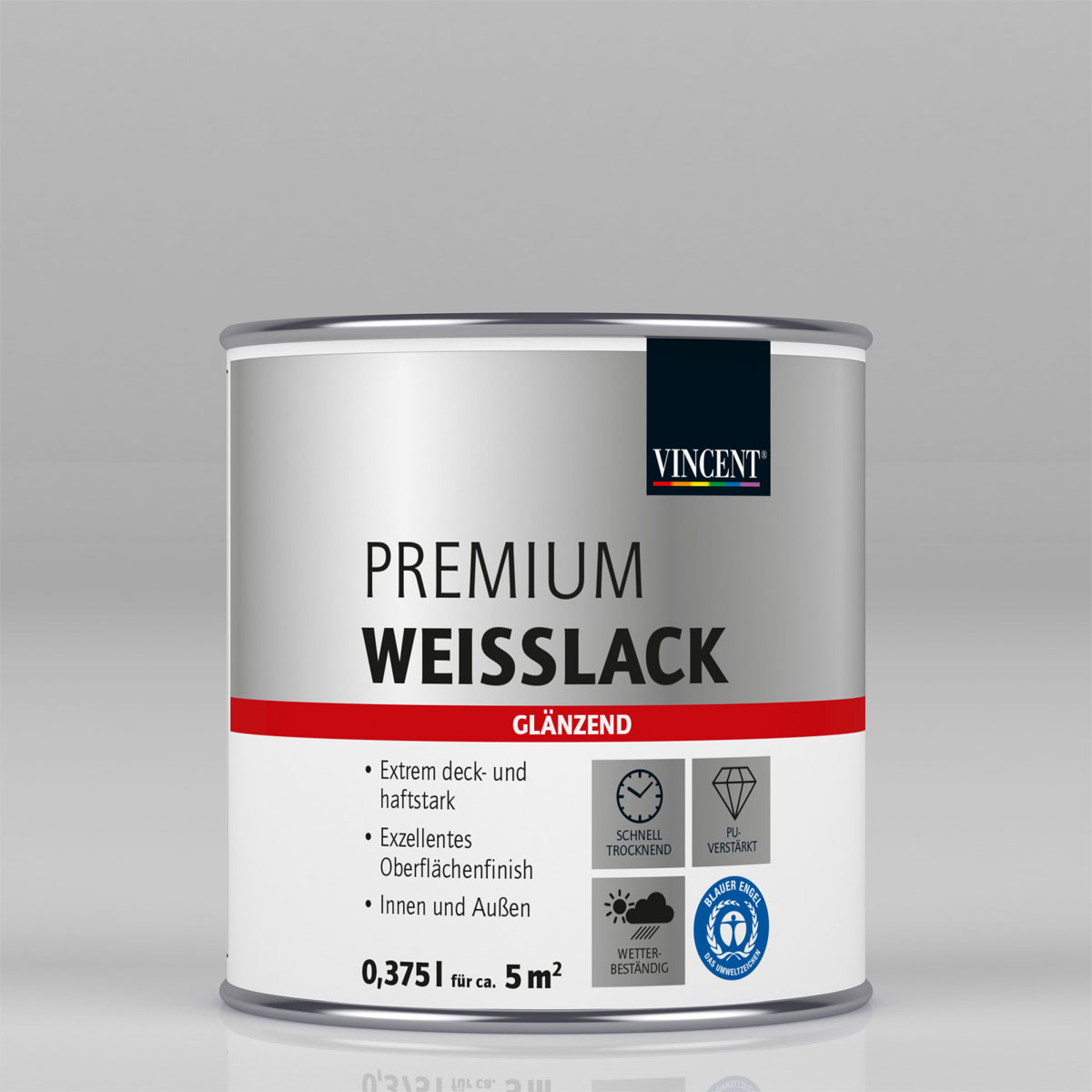 Vincent Premium Weißlack Brilliantweiß glänzend 375 ml