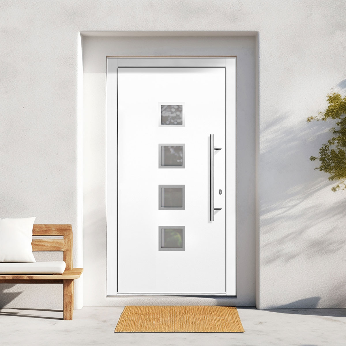 Kunststoff-Haustür Prestige KP08 DIN R weiß 110 x 210 cm Bild 3