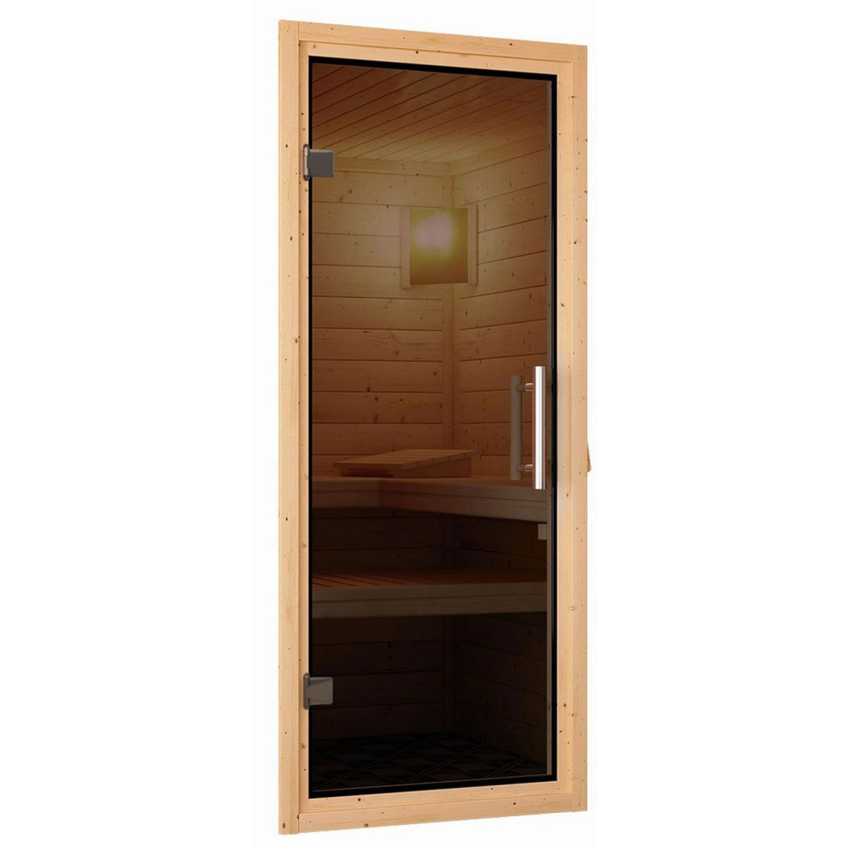 Karibu Sauna Saja Eckeinstieg ohne Ofen kein Kranz Energiespartür Bild 4