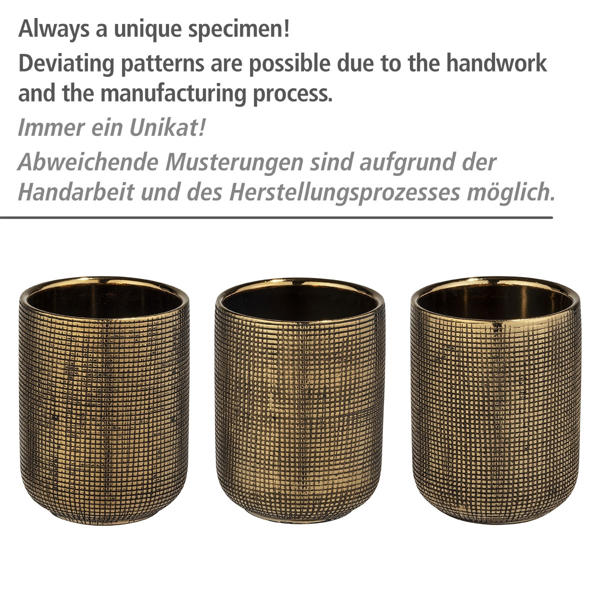 Wenko  Keramik WC-Garnitur Rivara Gold WC-Bürstenhalter handbemalt Bild 3