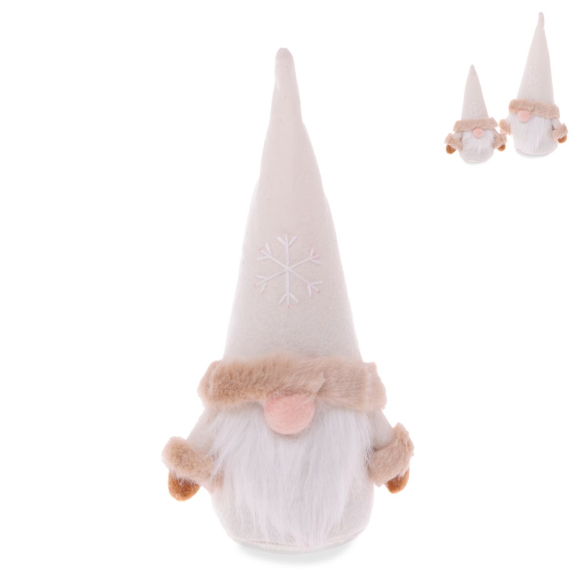 Textil Wichtel sitzend 24cm creme weiss