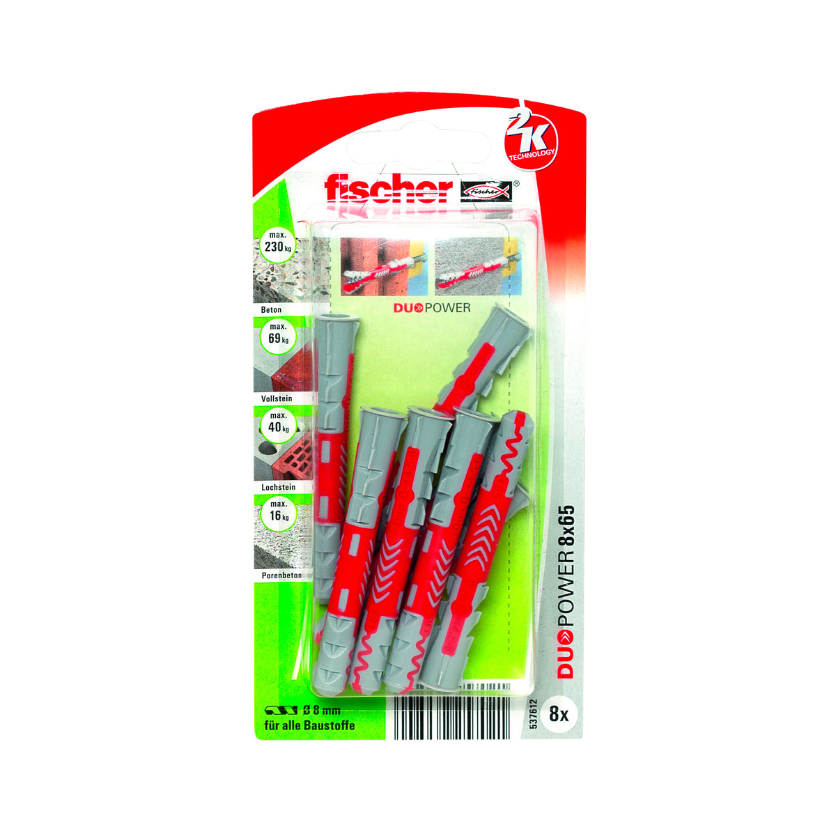 Fischer  Dübel DuoPower 8 x 65 mm 8 Stück Bild 1