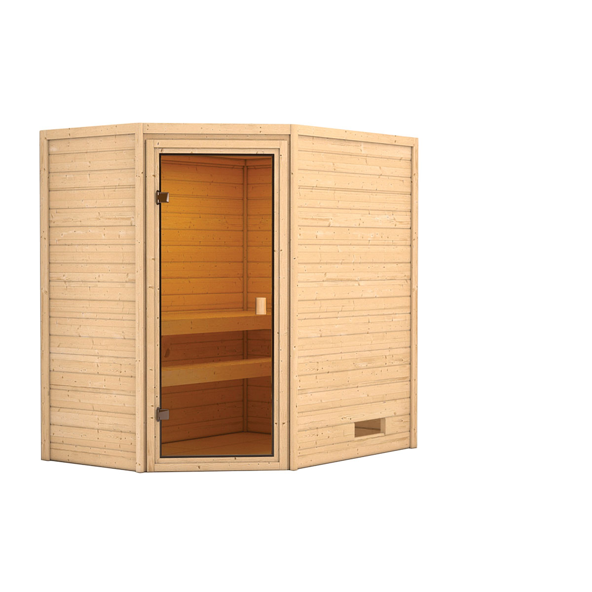 Karibu Sauna Jella 3,6 kW naturbelassen ohne Ofen ohne Dachkranz Bild 2