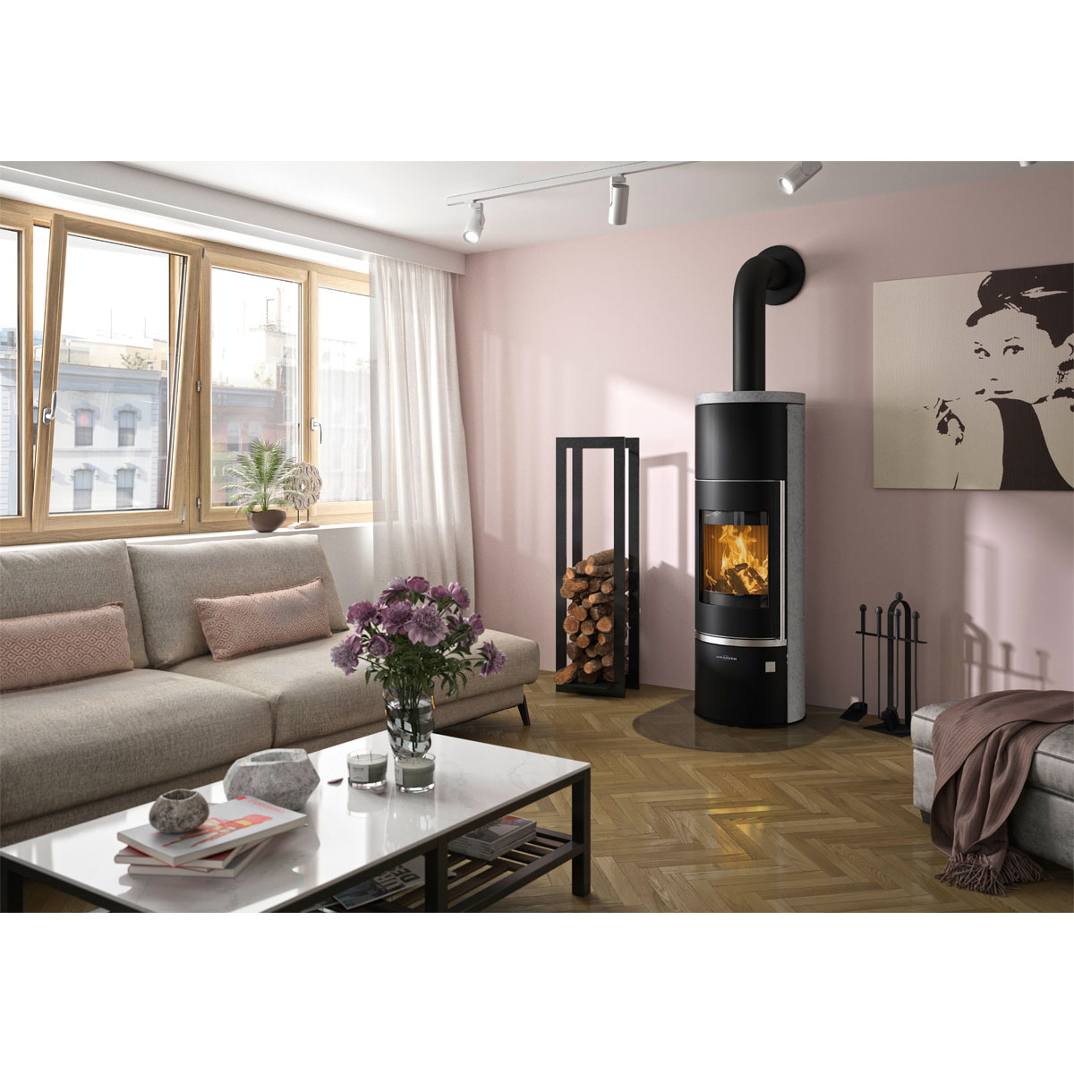 Kaminofen Faro Aqua 2.0 SpecksteinKorpus Stahl Schwarz Bild 2