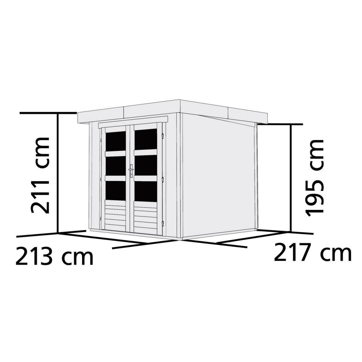 Karibu Gartenhaus-Set Askola 2 mit Anbaudach 2,40 m mit Seiten- und Rückwand terragrau Bild 2