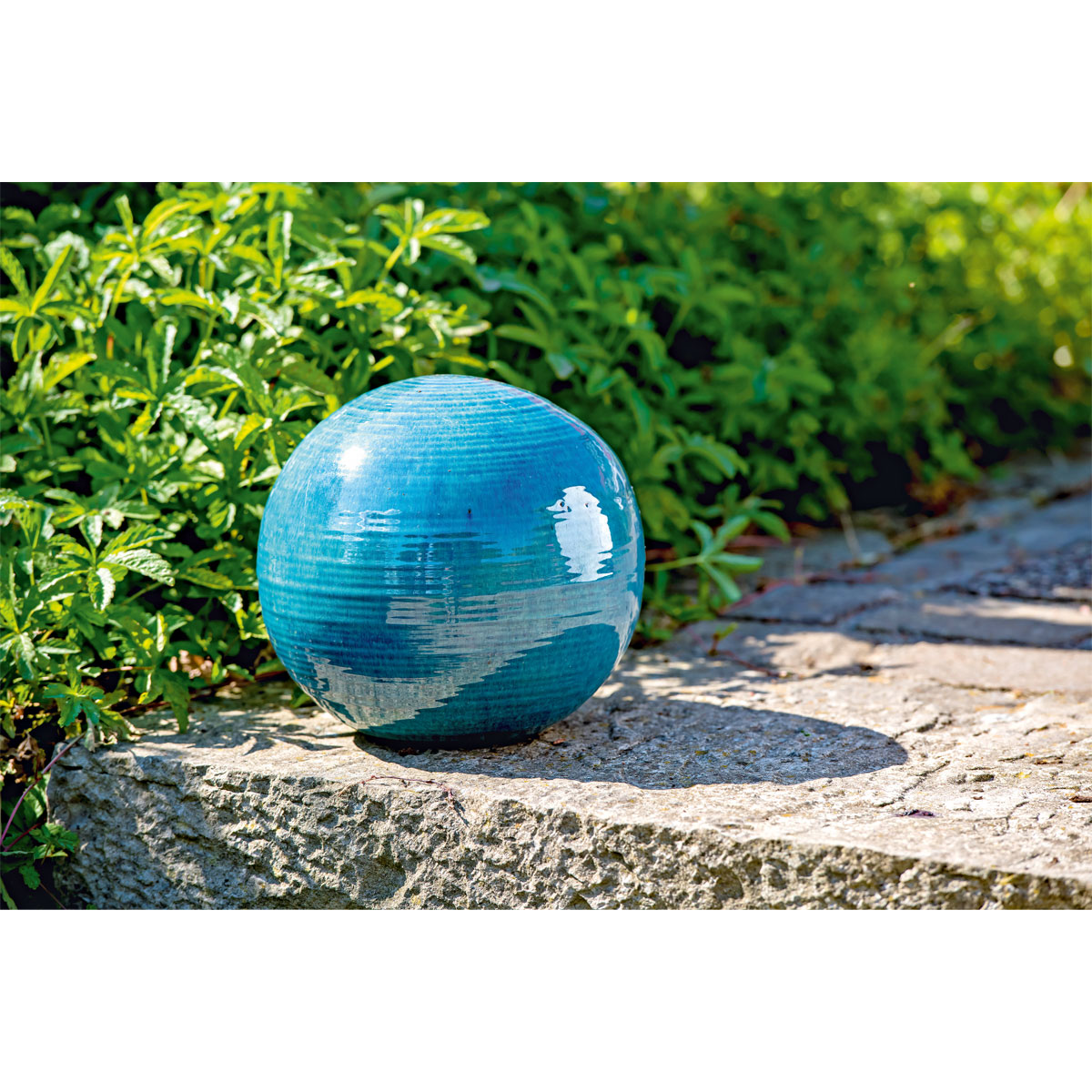 Haveson Dekokugel Feine Rille Durchmesser 15 cm türkis Bild 1