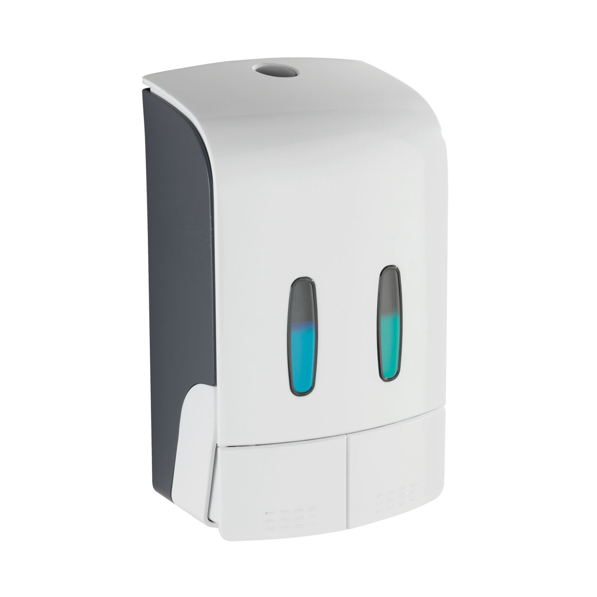 Wenko  2-Kammer Desinfektionsmittel- und Seifenspender Tartas Weiß Seifen-Dosierer und Desinfektionsspender Füllmenge je Kammer 480 ml