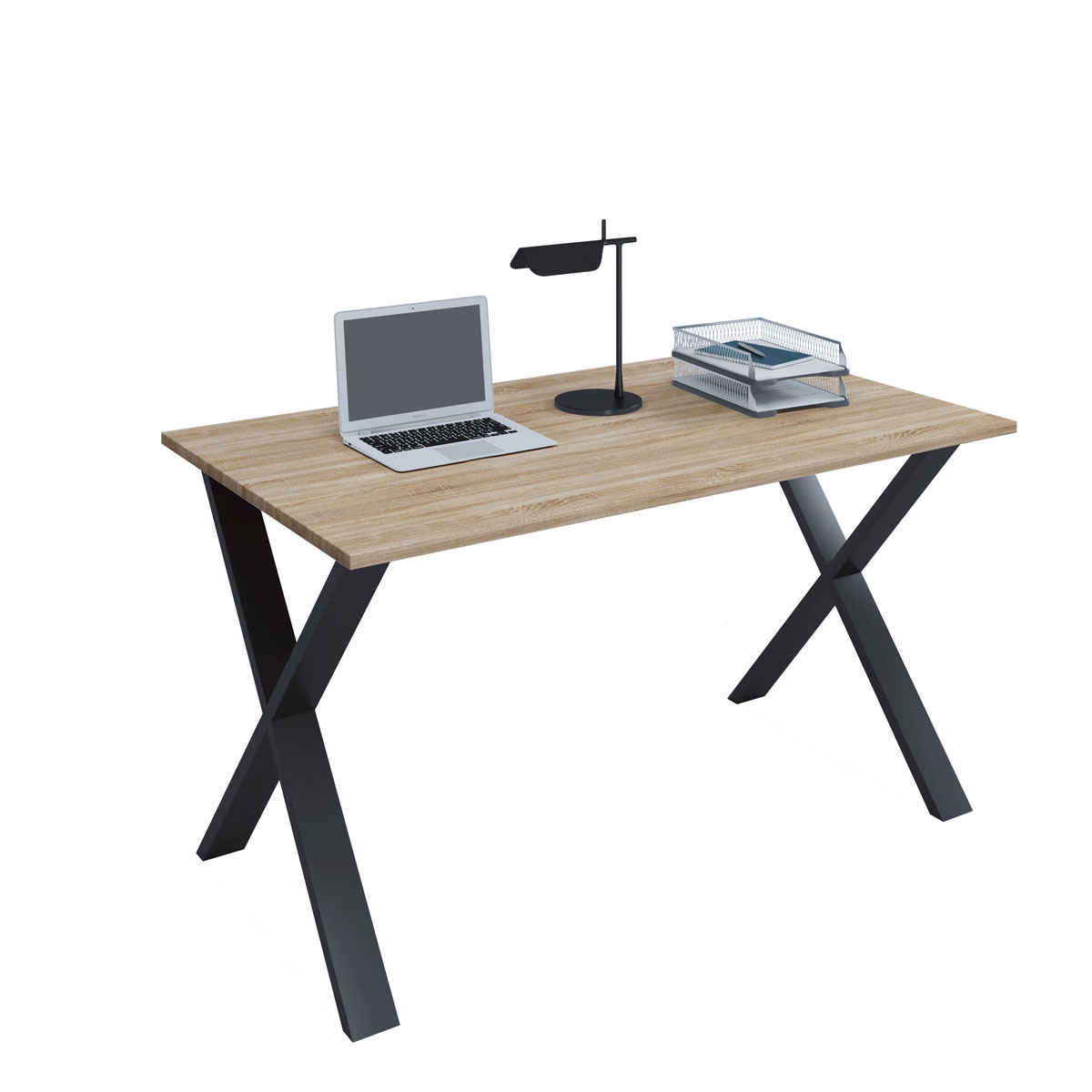 Schreibtisch Lona 140 x 50 cm X-Fußgestell Sonoma-Eiche/schwarz