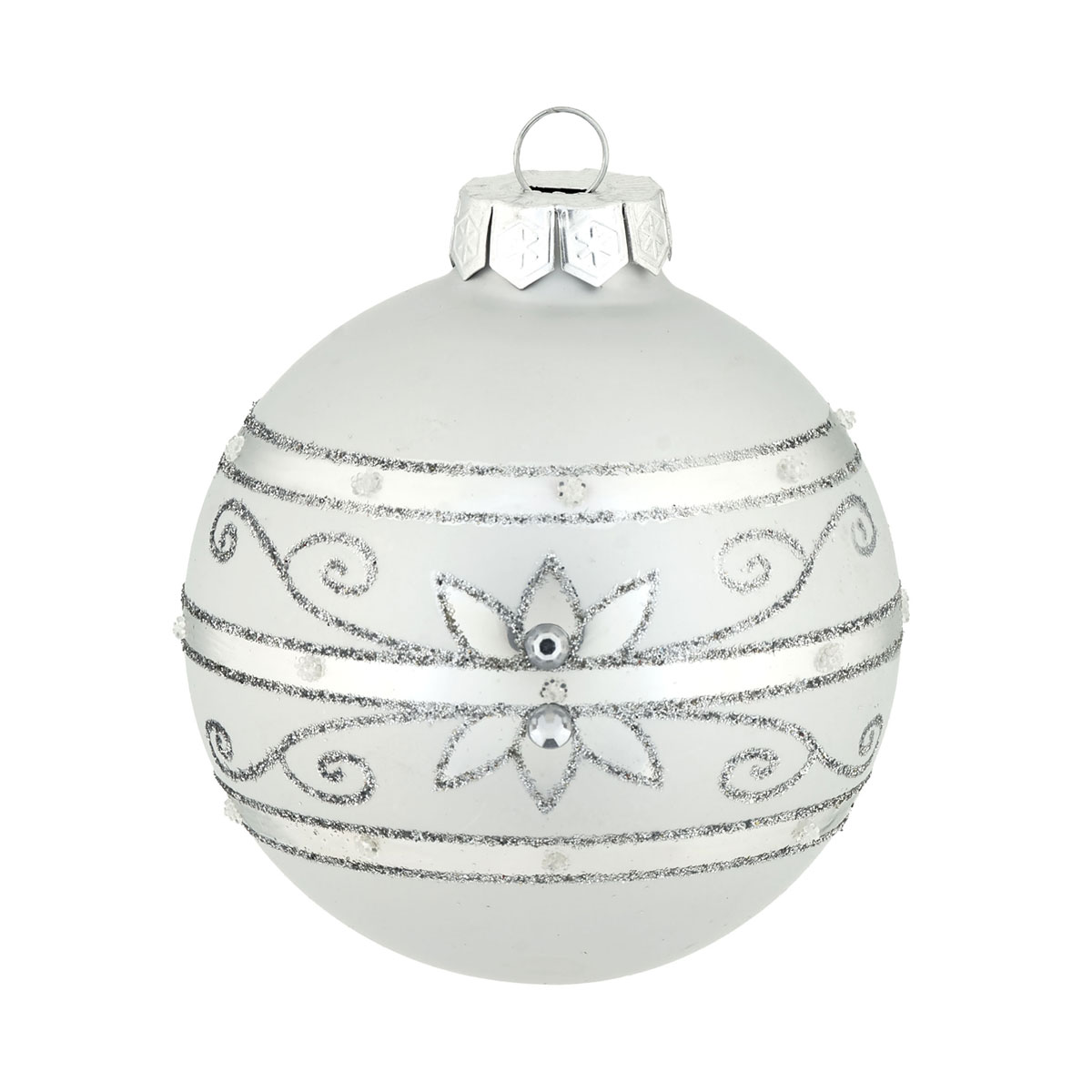 Ambientis Dekorierte Kugel silber-matt/ -glänzend
