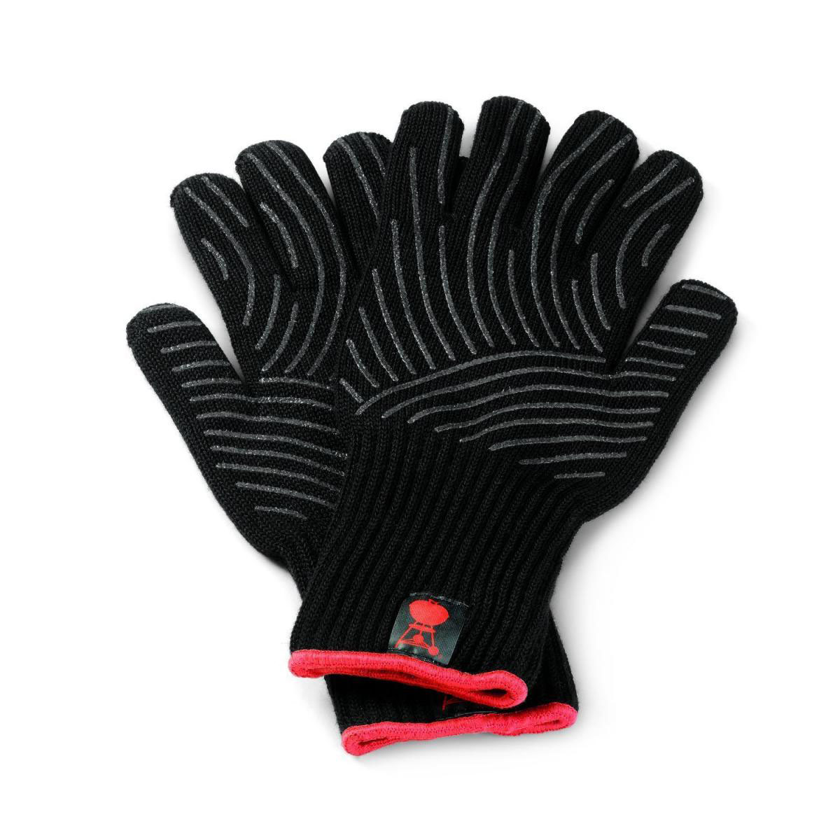Weber Grillhandschuh Größe S/M Set aus Kevlar schwarz lang mit Silikonnoppen