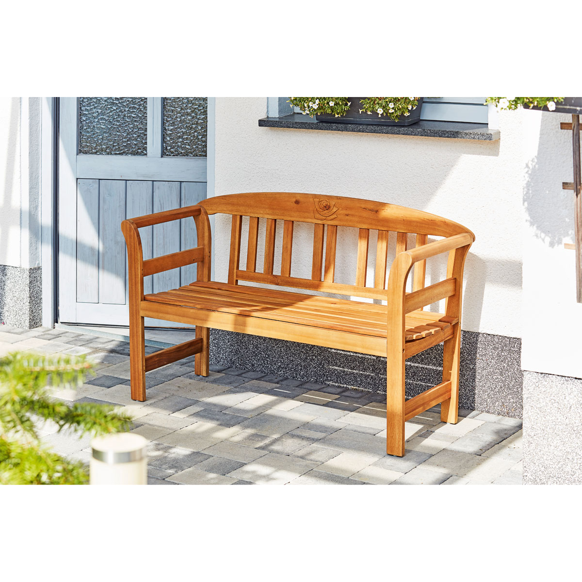 Haveson Gartenbank Lorient 130 x 79 x 50 cm mit Rosendekor Bild 4