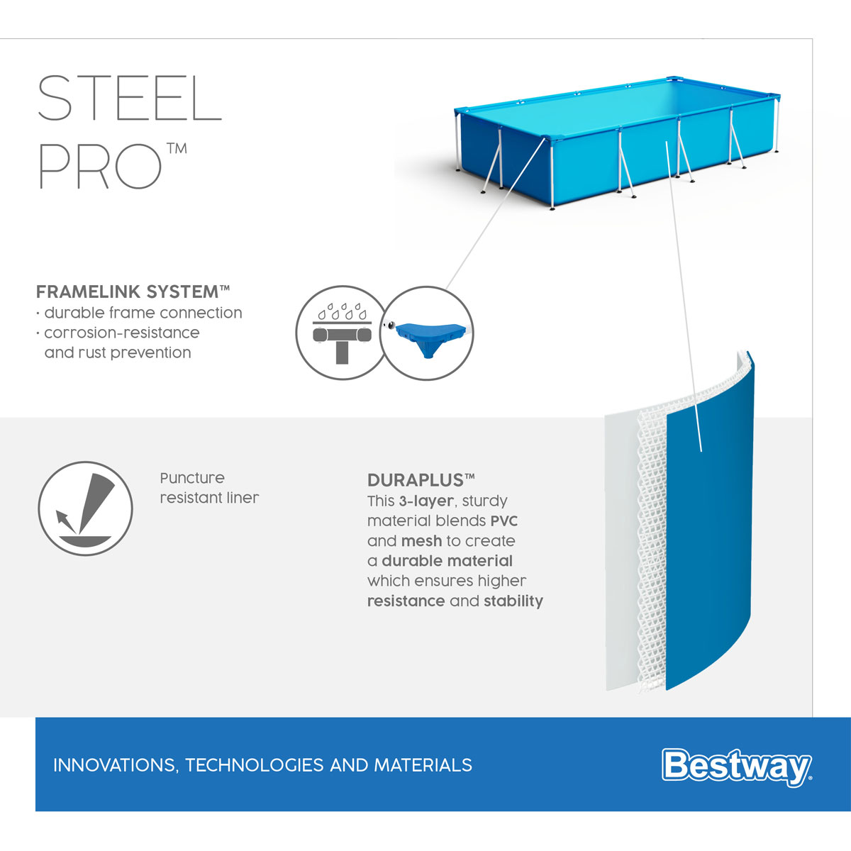 Bestway Stahlrohrbecken Steel Pro 259 x 170 x 61 cm Bild 9