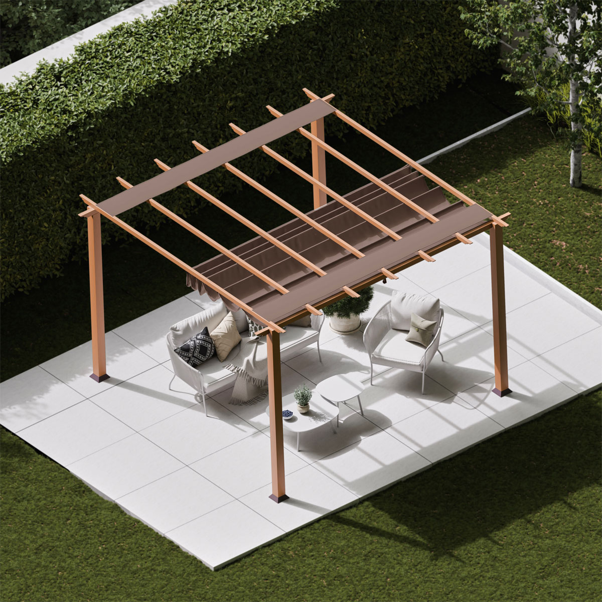 Paragon Outdoor Outdoor Pergola Florida 1111 350x350x235cm Holzoptik Bild 5