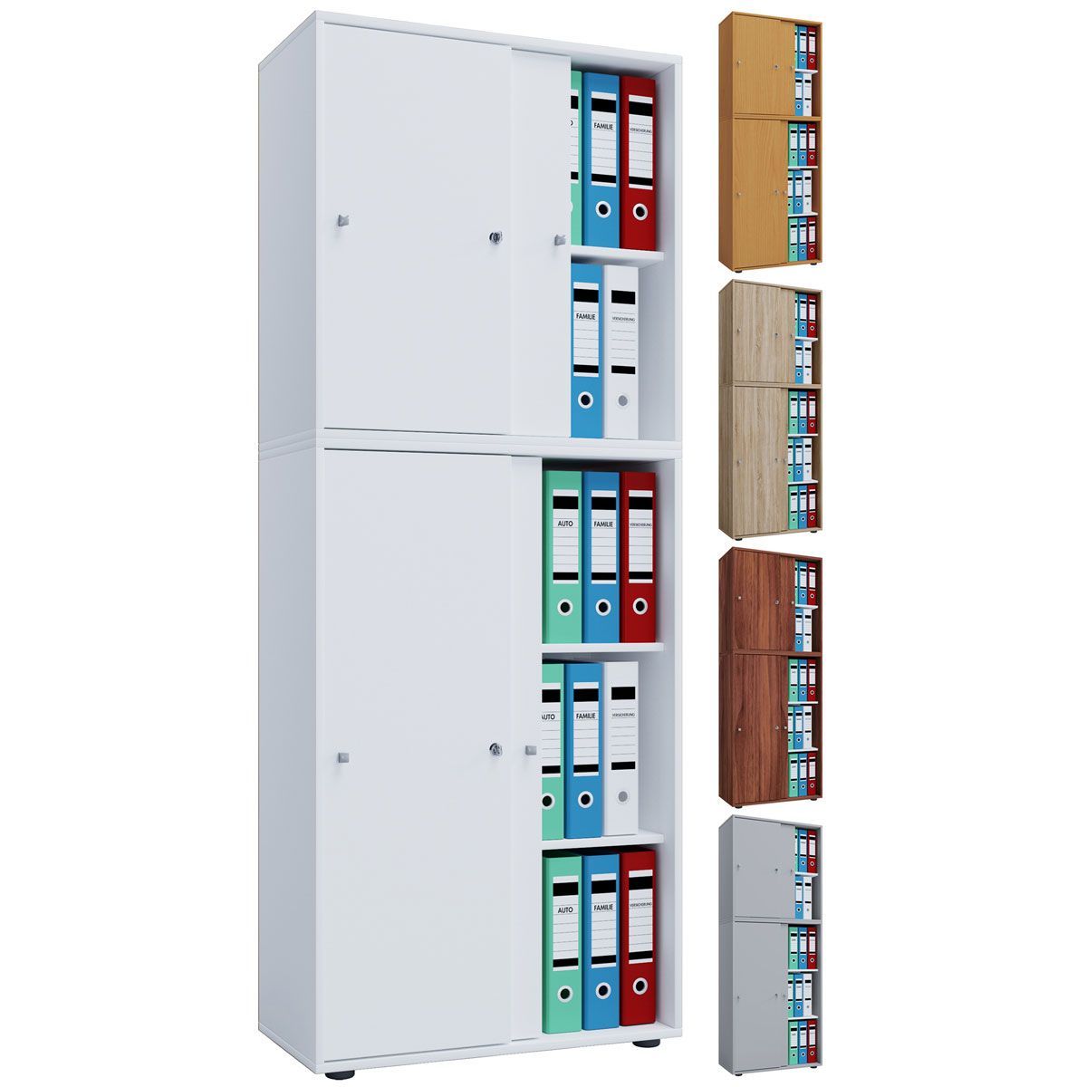 Büroschrank Lona XXL mit Schiebetüren braun Bild 3