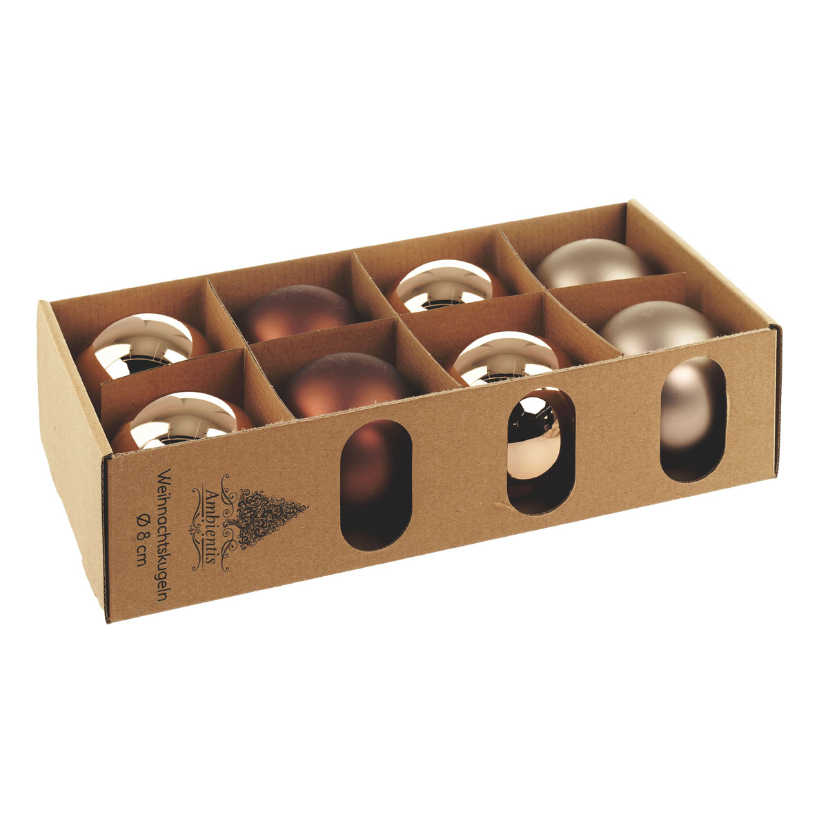 Ambientis Glaskugeln 8 cm braun/ champagner Mix