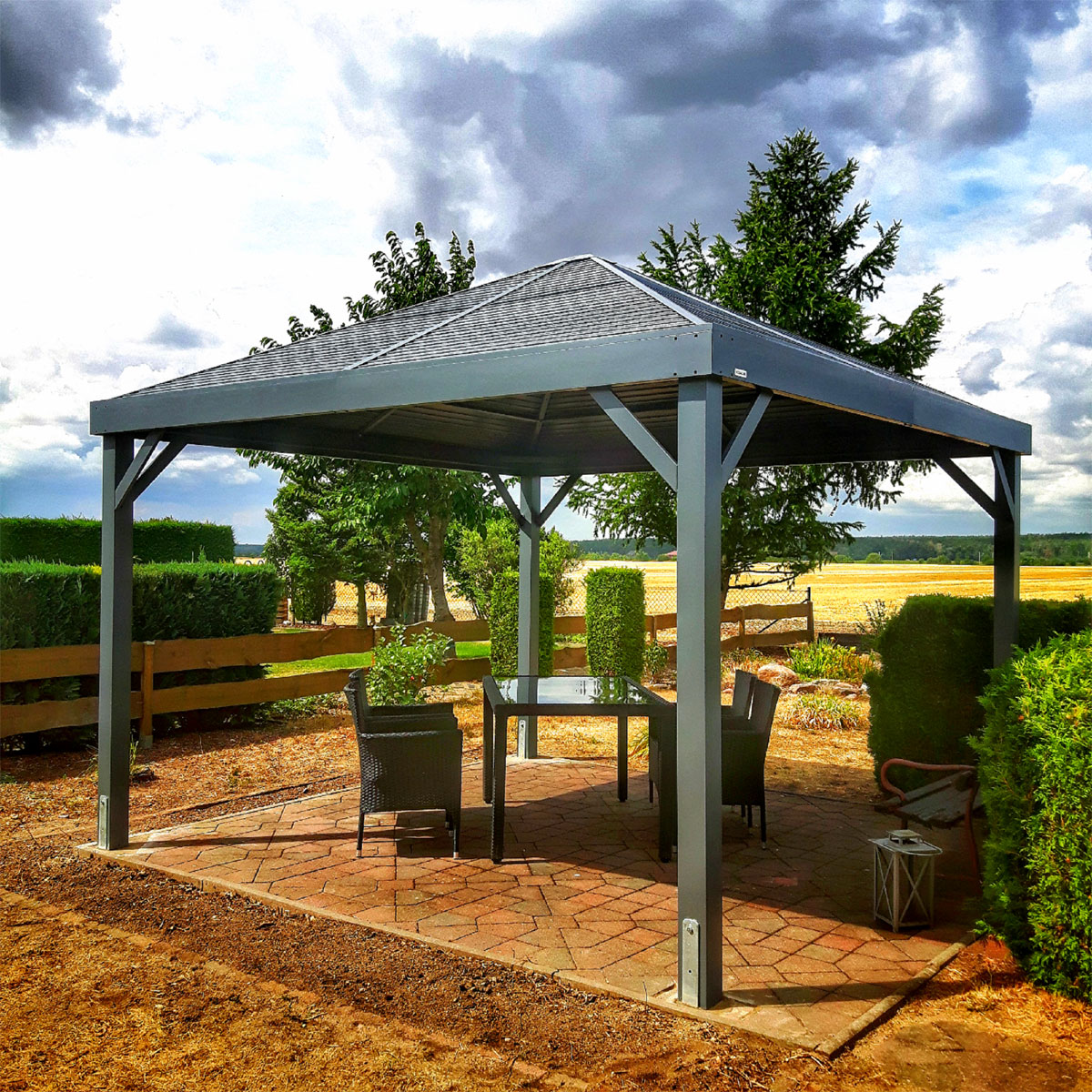 Sojag Pavillon South Beach 1212 364,3x364,3x310cm Basaltgrau Bild 5