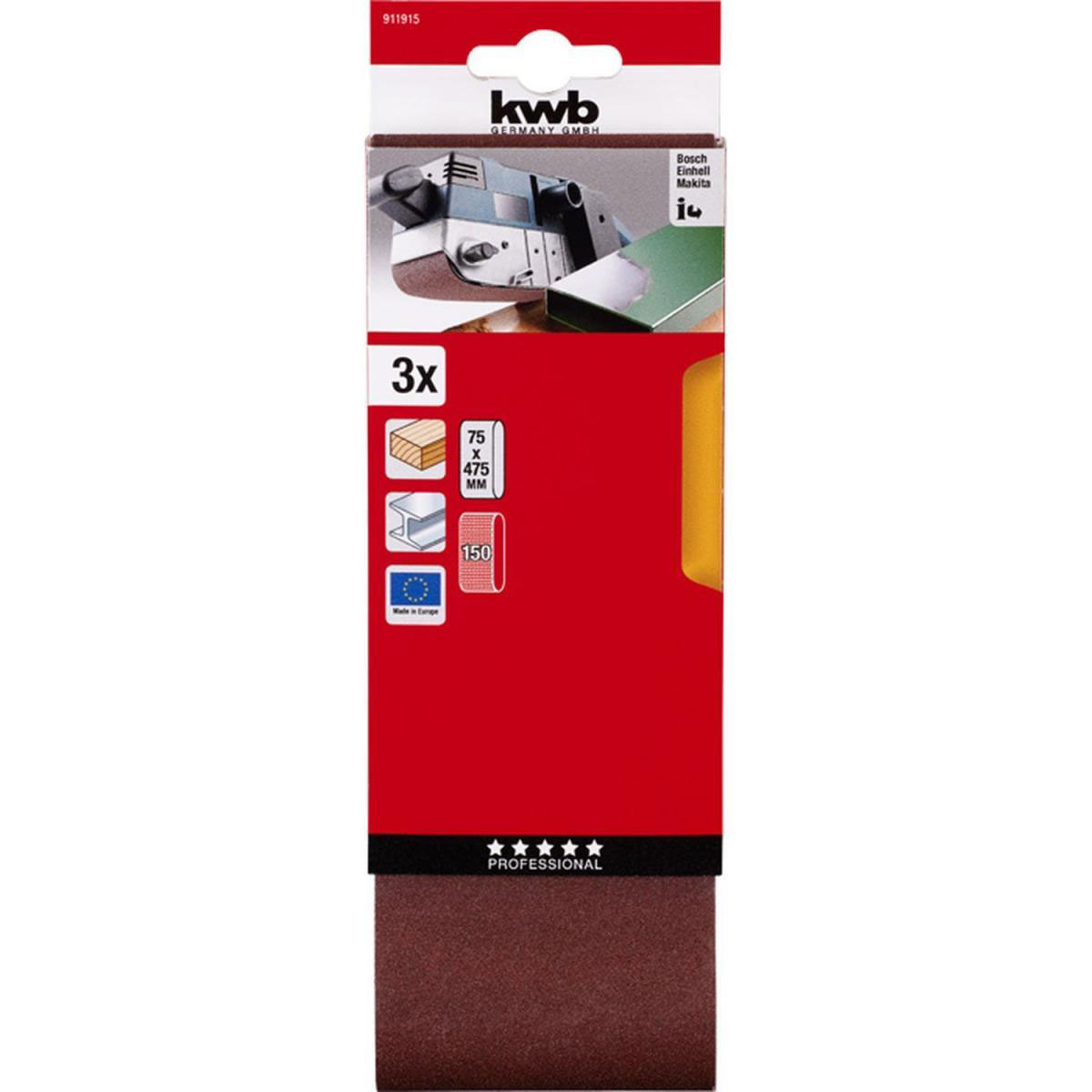 kwb  Schleifbänder Holz und Metall 75 x 457 mm K150 Bild 2