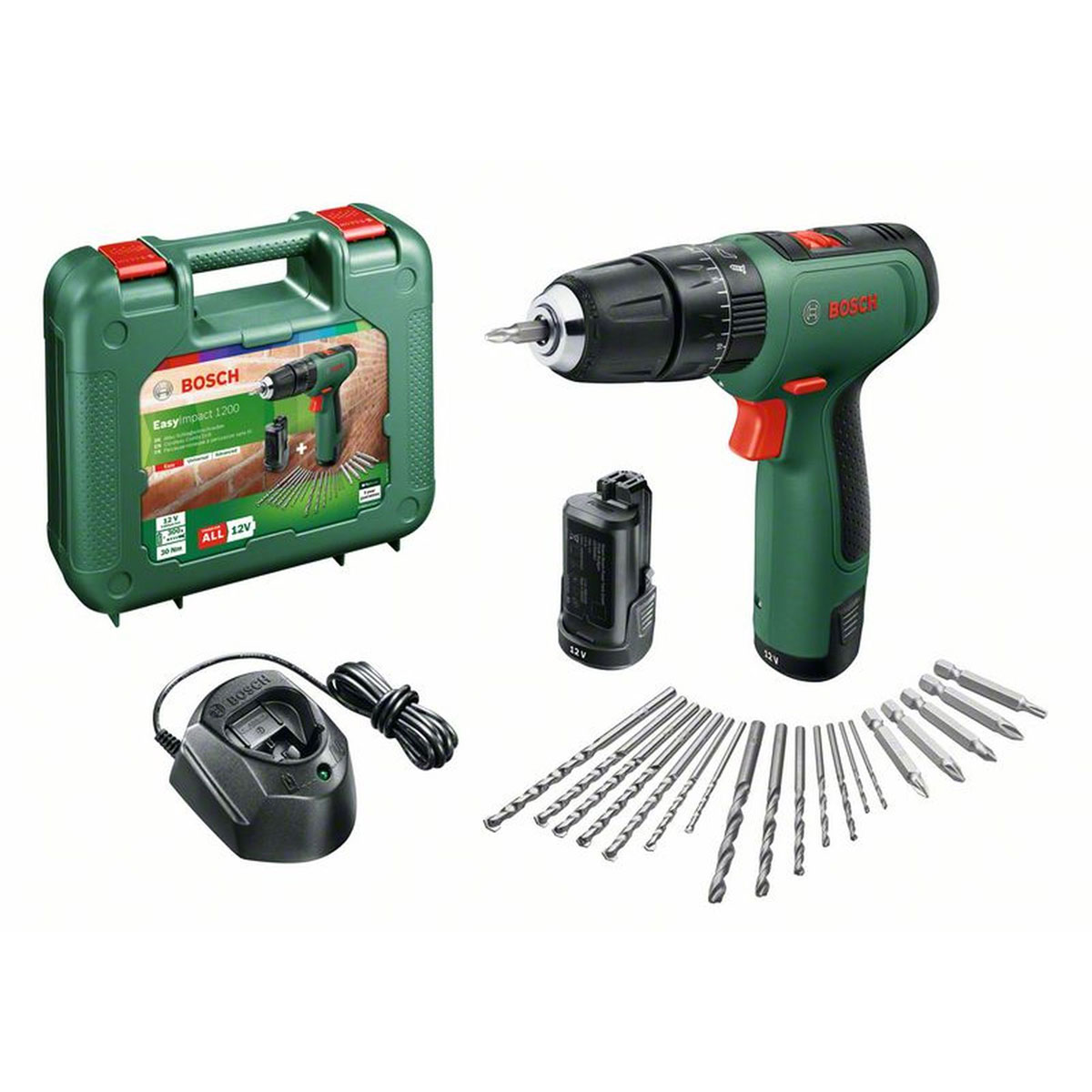 Bosch   Akku-Schlagbohrschrauber-Set EasyImpact 1200 2 Akkus 5-teilig Bild 1