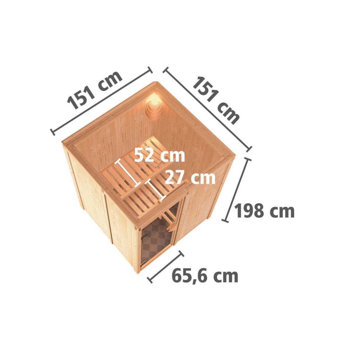 Karibu Sauna Minja Fronteinstieg ohne Ofen kein Kranz Energiespartür Bild 11