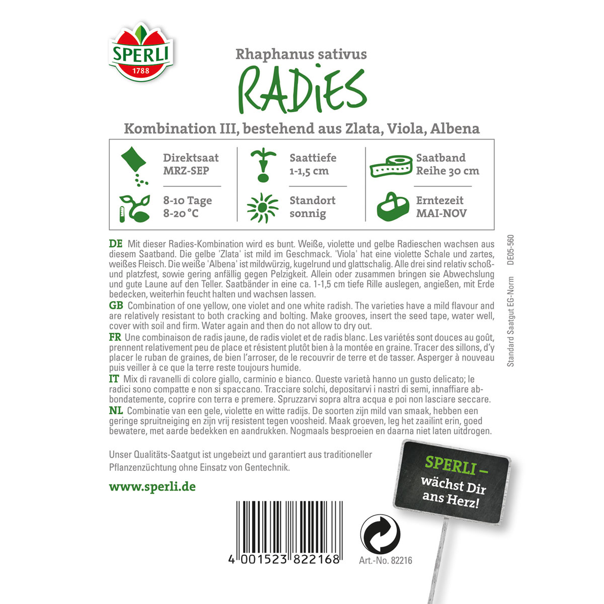 Sperli Radies-Kombination III Zlata/Viola/A lbena 5 m Saatband Bild 2