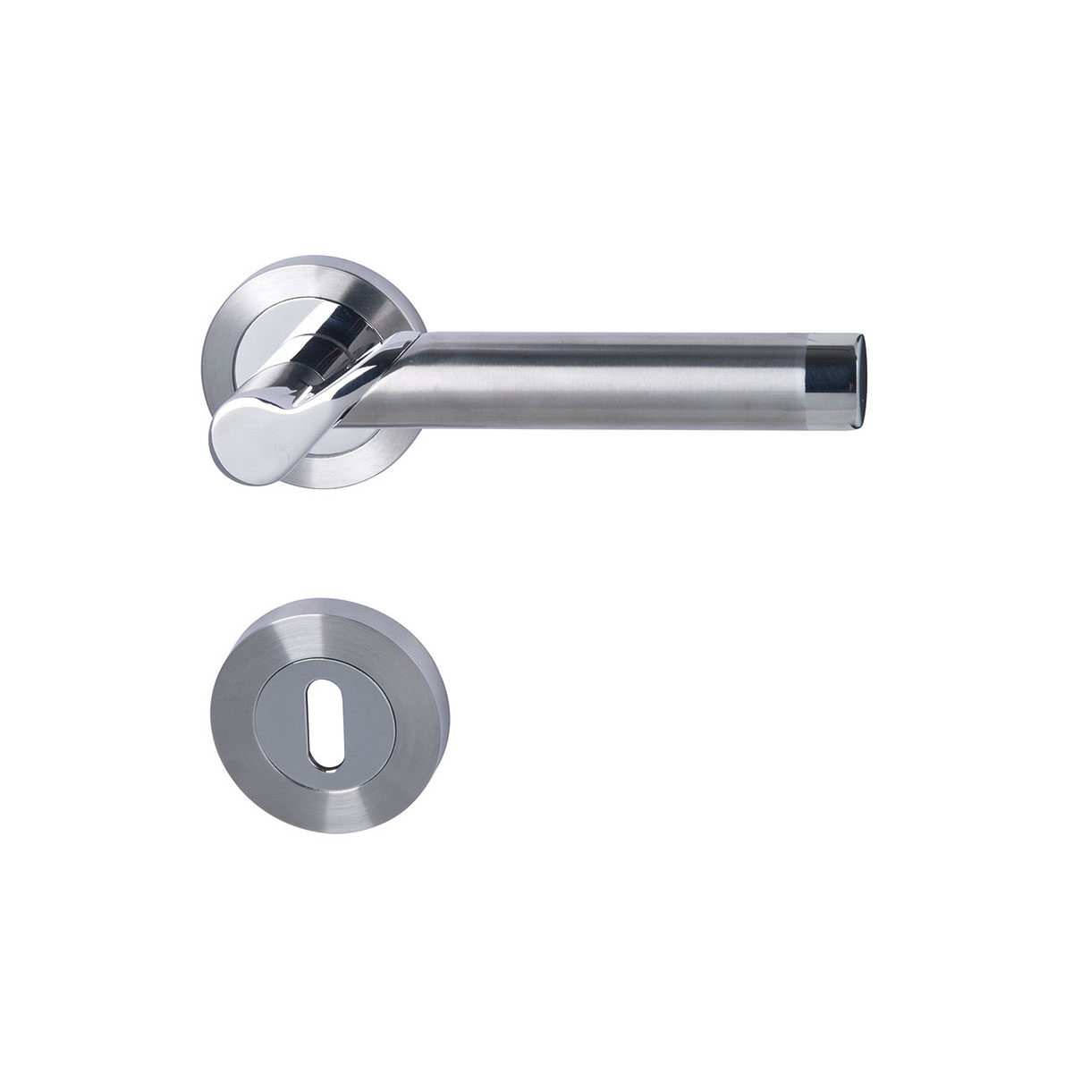 Alpertec Rosettengarnitur Solid 1-R Chrom poliert/edelstahlfärbig satiniert BB