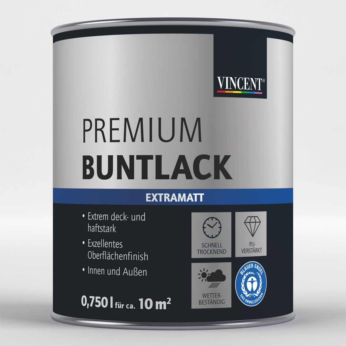 Vincent Premium Buntlack silber metallic extramatt 750 ml Vincent Premium Buntlack silber metallic extramatt 750 ml