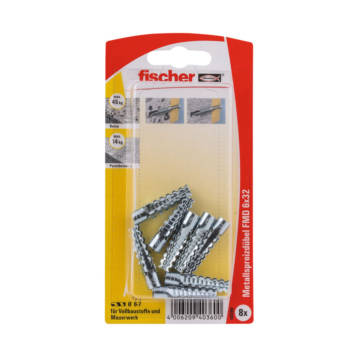 Fischer Metallspreizdübel FMD 6 x 32 mm 8 Stück
