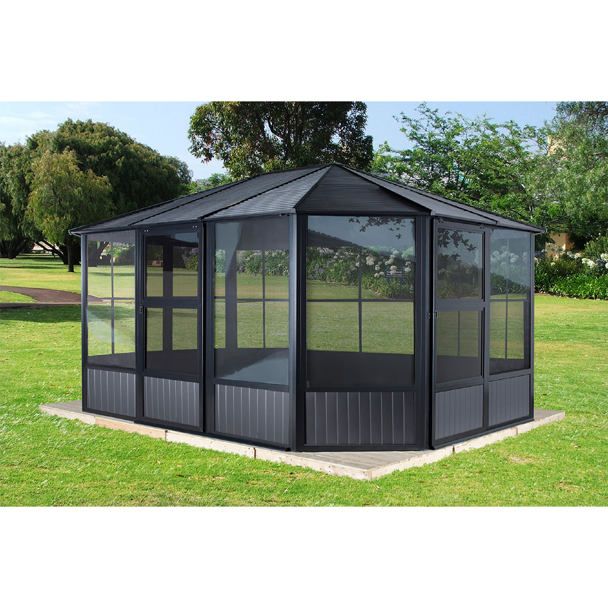 Sojag Pavillon Kaltwintergarten Charleston 1215 383,6x488,6x280,89cm Anthrazit Bild 2