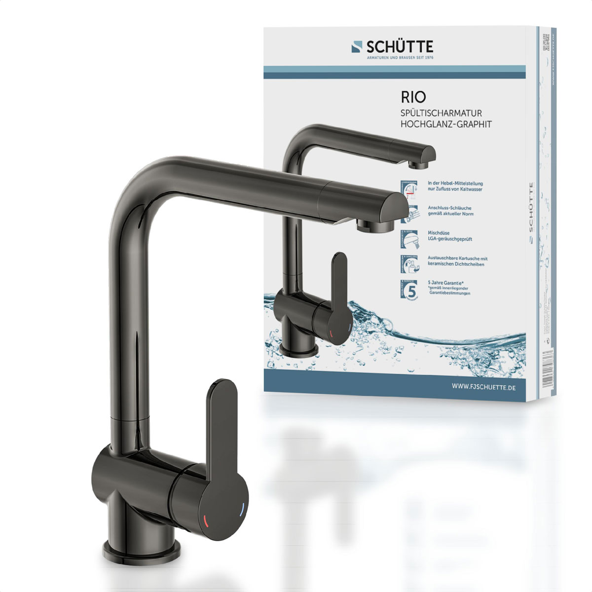 Schütte Schwenkbare Küchenarmatur Rio graphit glänzend Bild 7