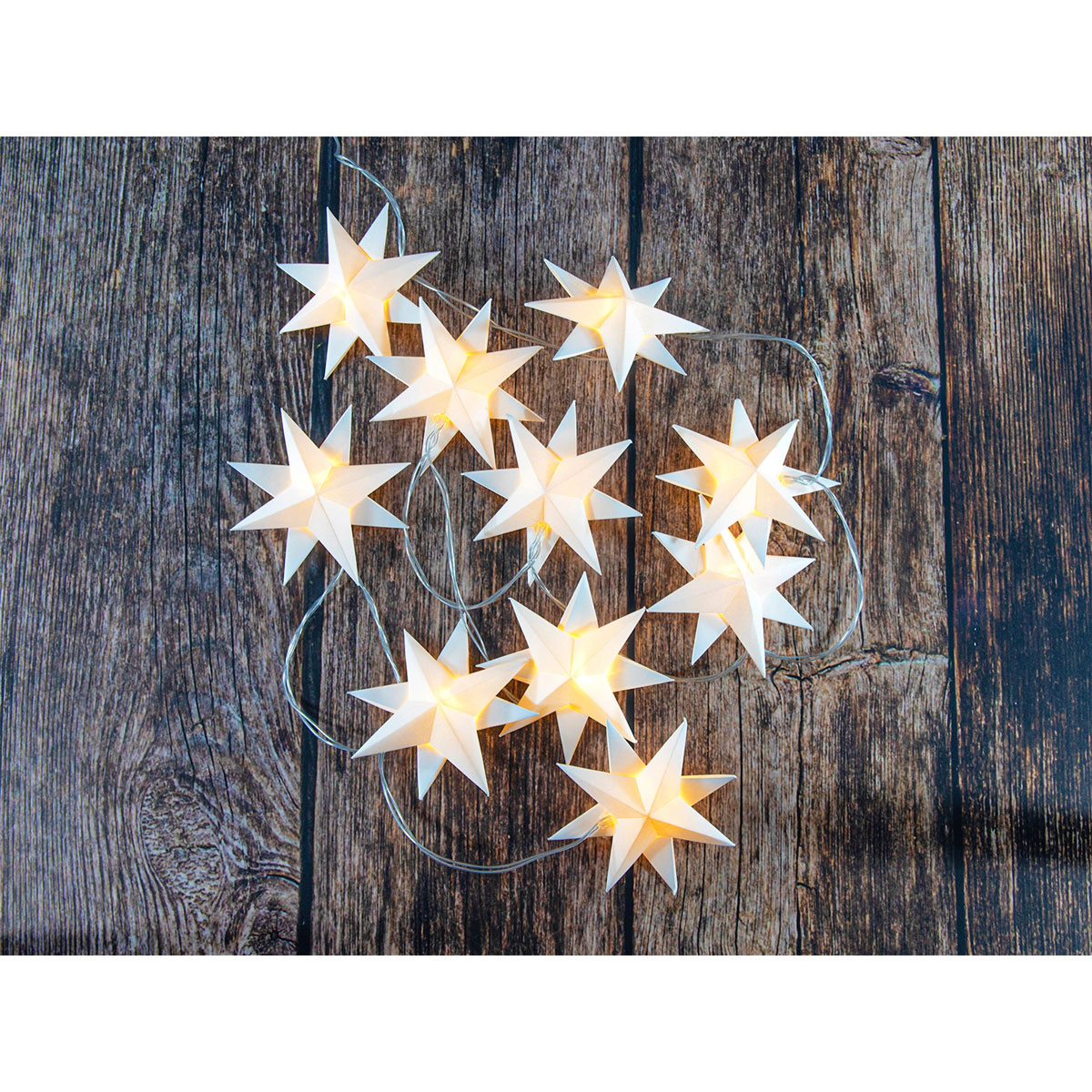 LED Kette 10 Sterne Papier weiss Bild 2
