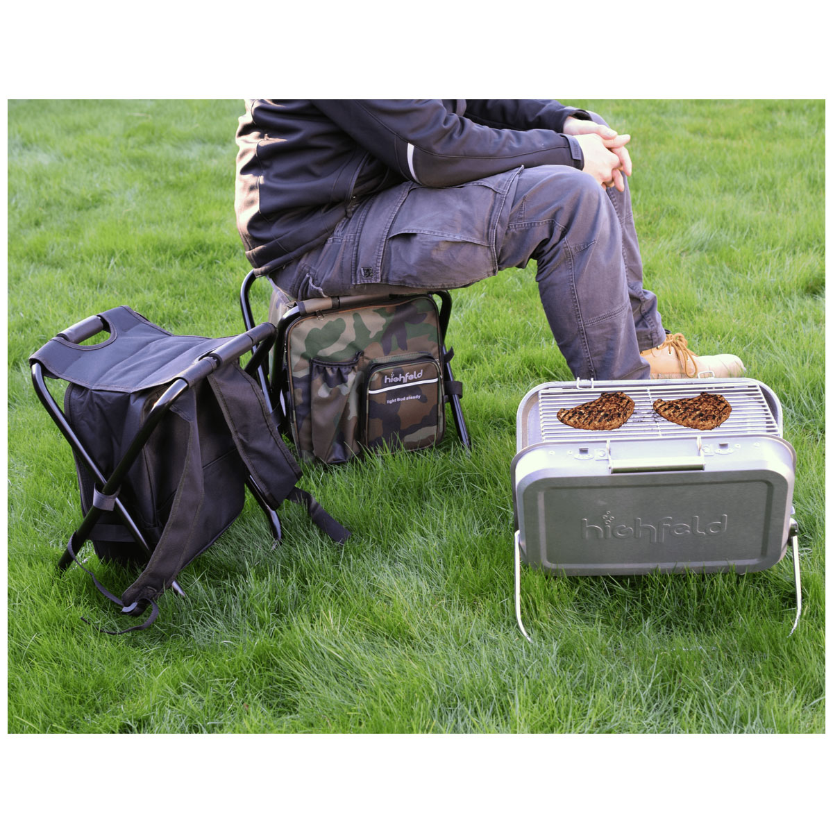 highfeld Camping Stuhl mit Rucksack & Kühlfach camouflage Bild 7