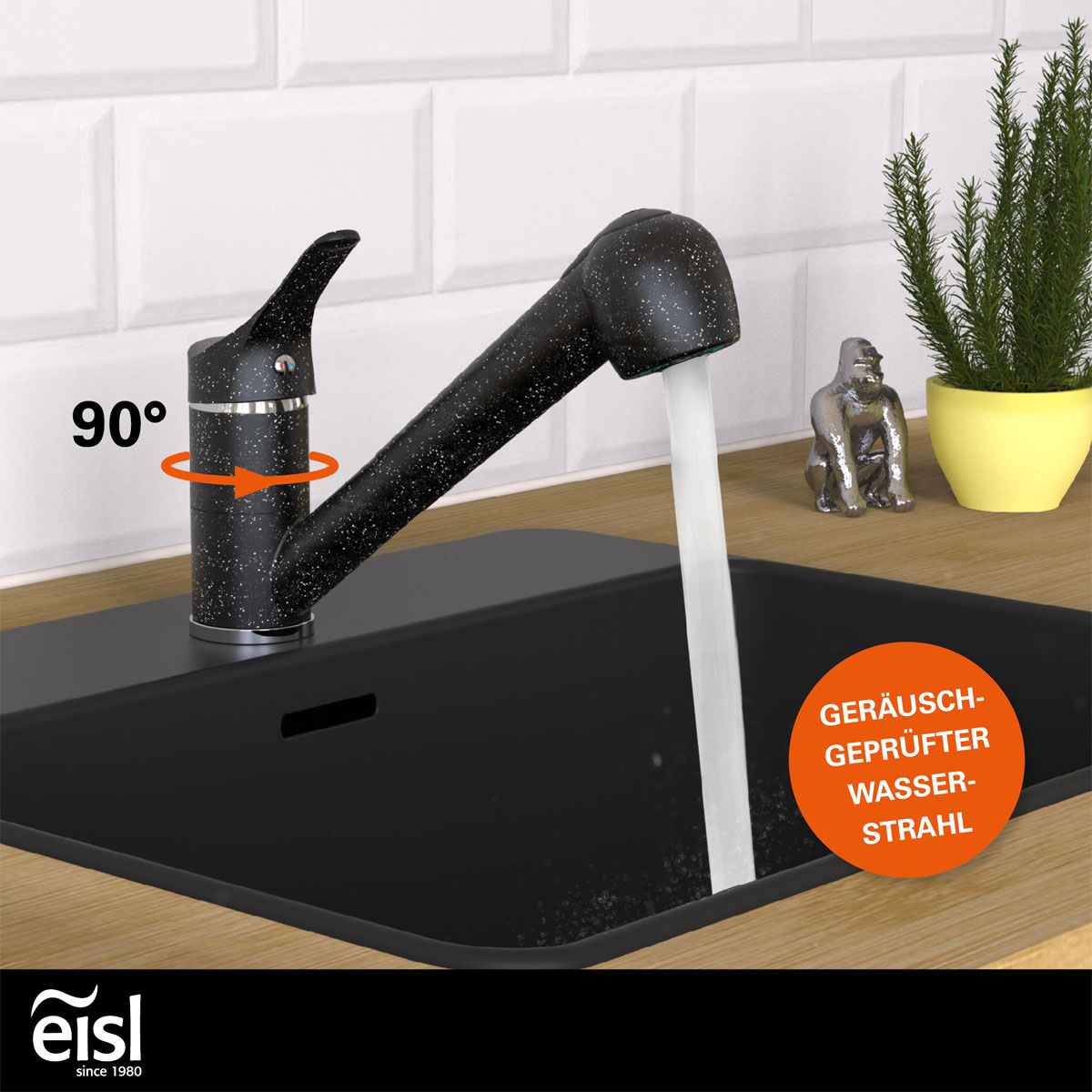 Eisl  Spültischarmatur „Granit“ schwarz mit Geschirrbrause Bild 3