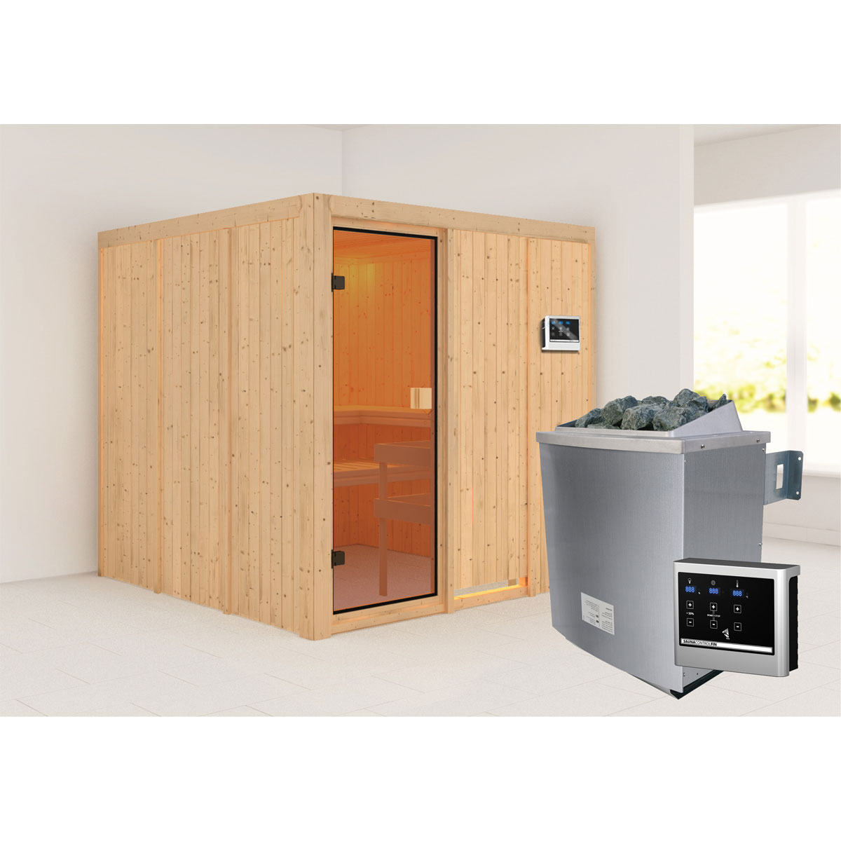 Karibu Sauna Oulu naturbelassen externe Steuerung