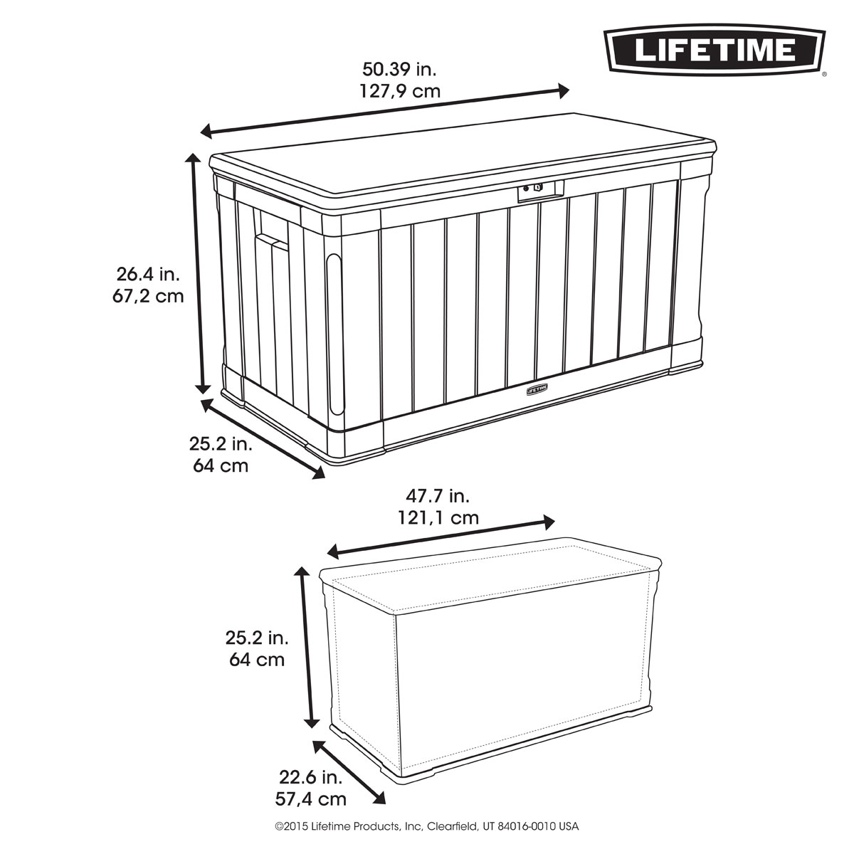 Lifetime Kissenbox Harmony 440 L 64x127,9x67,2cm Lichtgrau Bild 7