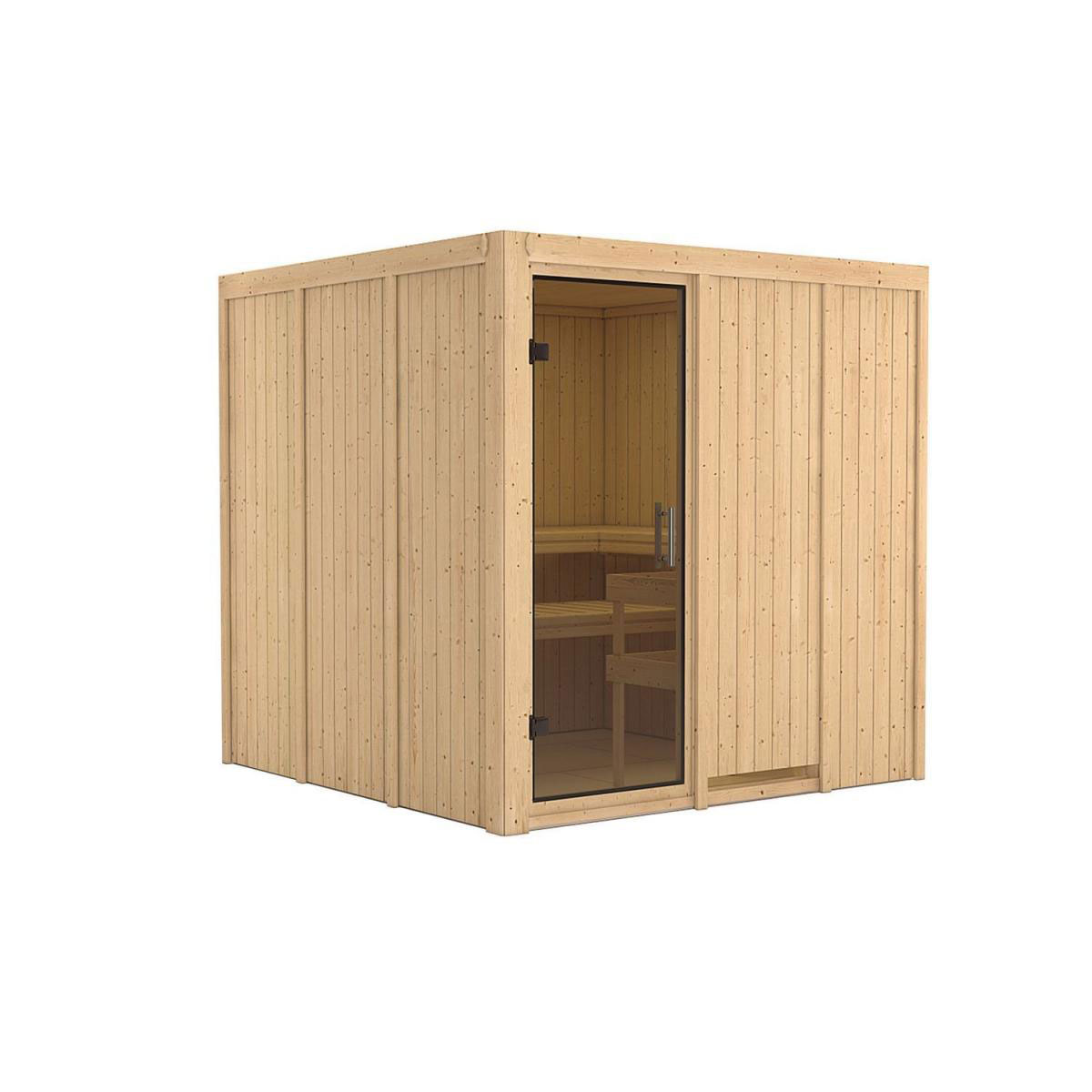 Karibu Sauna Rodin Fronteinstieg ohne Ofen Tür graphit ohne Kranz Bild 2