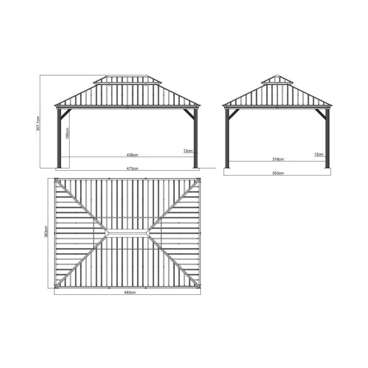 Sojag Pavillon Messina 1216 inkl. Moskitonetz 363x483x307,1cm Champagner Bild 12