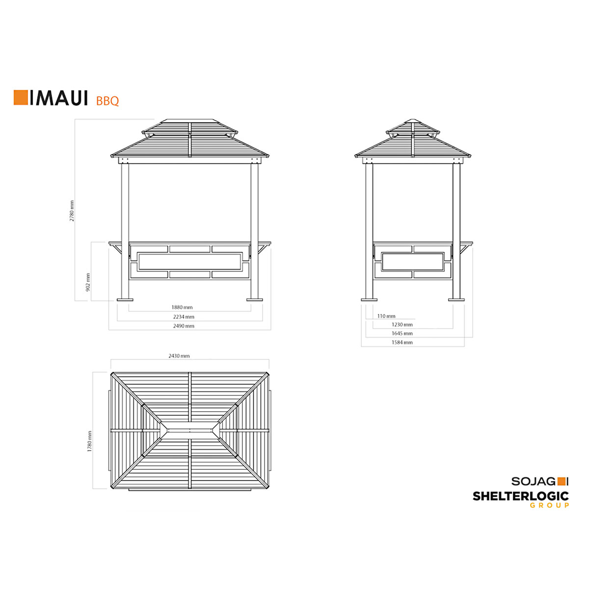 Sojag Pavillon BBQ Maui 158x249x278cm Holzoptik Bild 7
