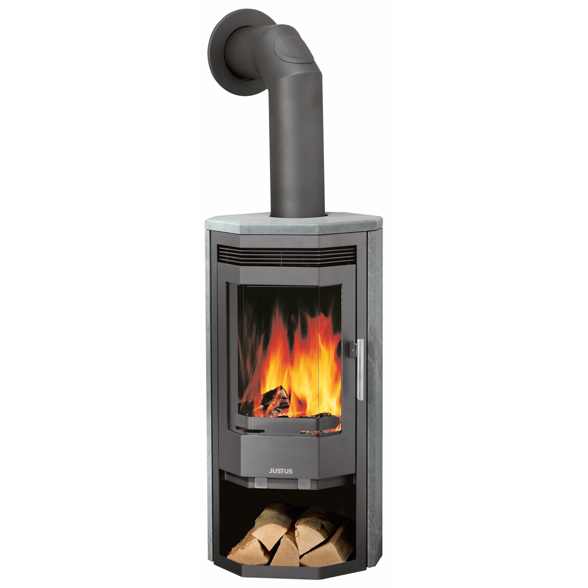 Kaminofen Usedom 5 Stahl GussgrauSpeckstein Bild 1