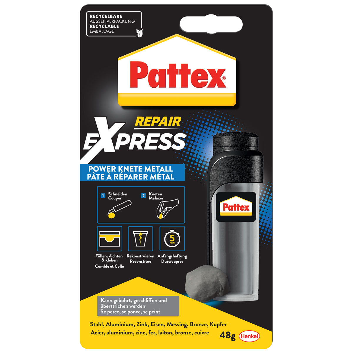 Pattex 2K-Epoxidharz Repair Express Metall Powerknete 48 g Bild 1