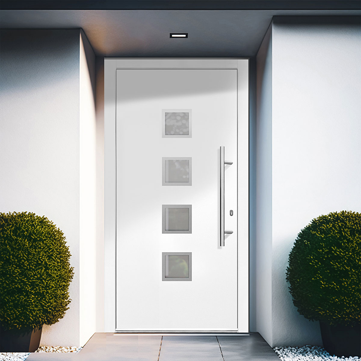 Kunststoff-Haustür Prestige KP08 DIN R weiß 110 x 210 cm Bild 2