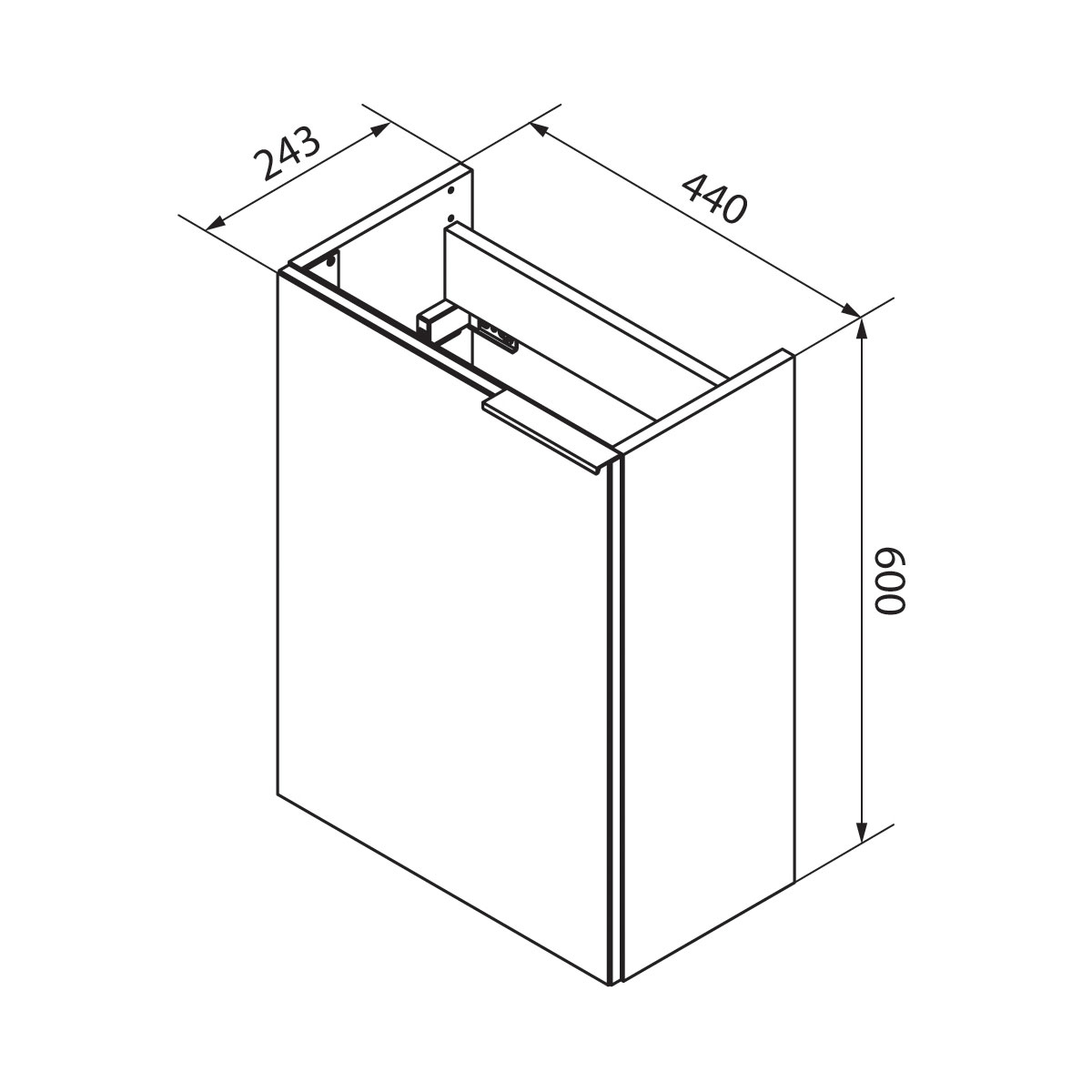 Fackelmann  Gäste-WC Waschtischunterschrank links SBC 440 x 600 x 243 mm anthrazit/lackiertes Glas Weiß Bild 5