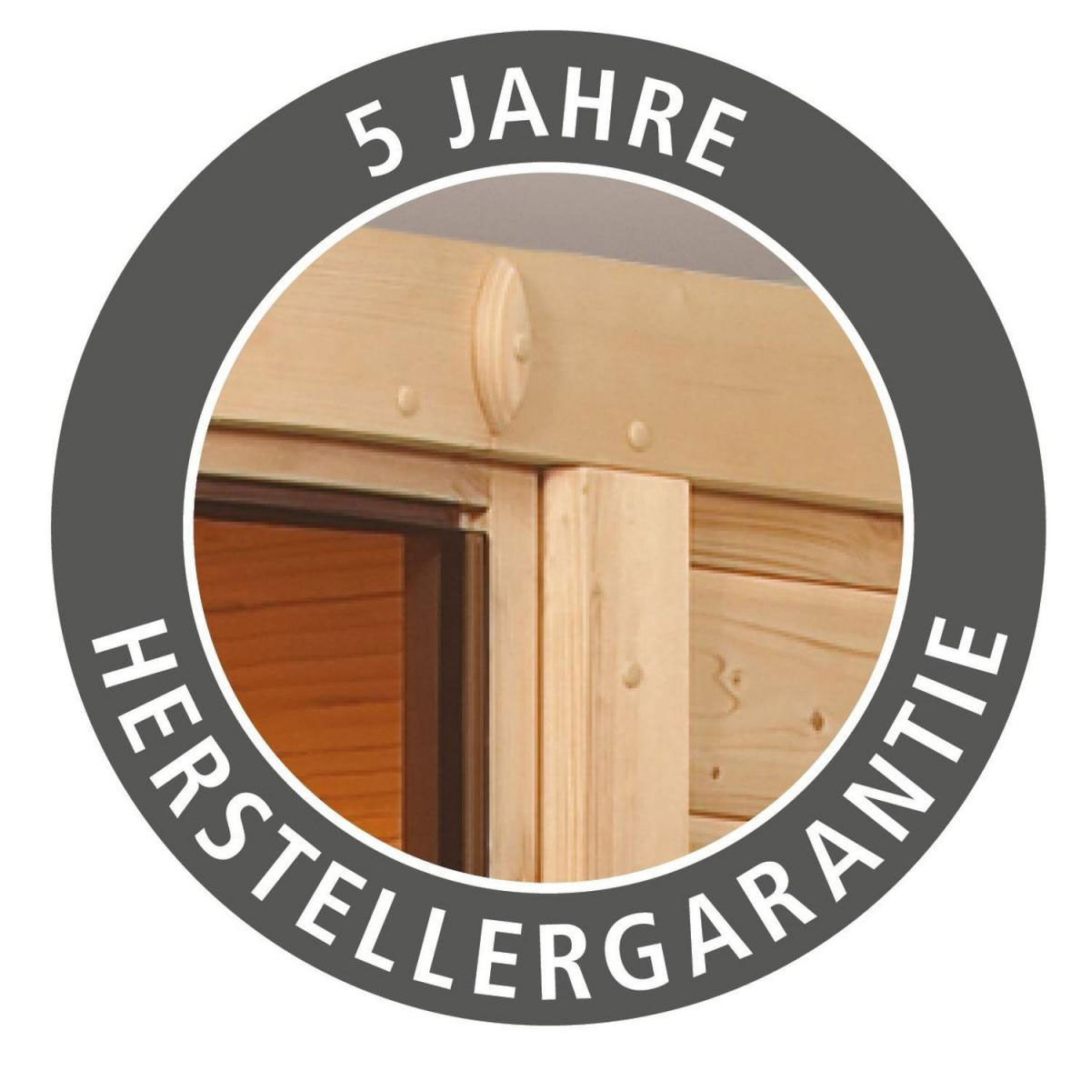 Karibu Sauna Leona Eckeinstieg 9 kW Ofen integr Strg kein Kranz bronzierte Glastür Bild 7