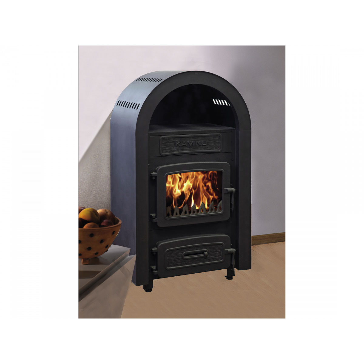 Dauerbrandofen Kamino 109-6 F/Amax. Leistung 6 KW, Anschluß hinten