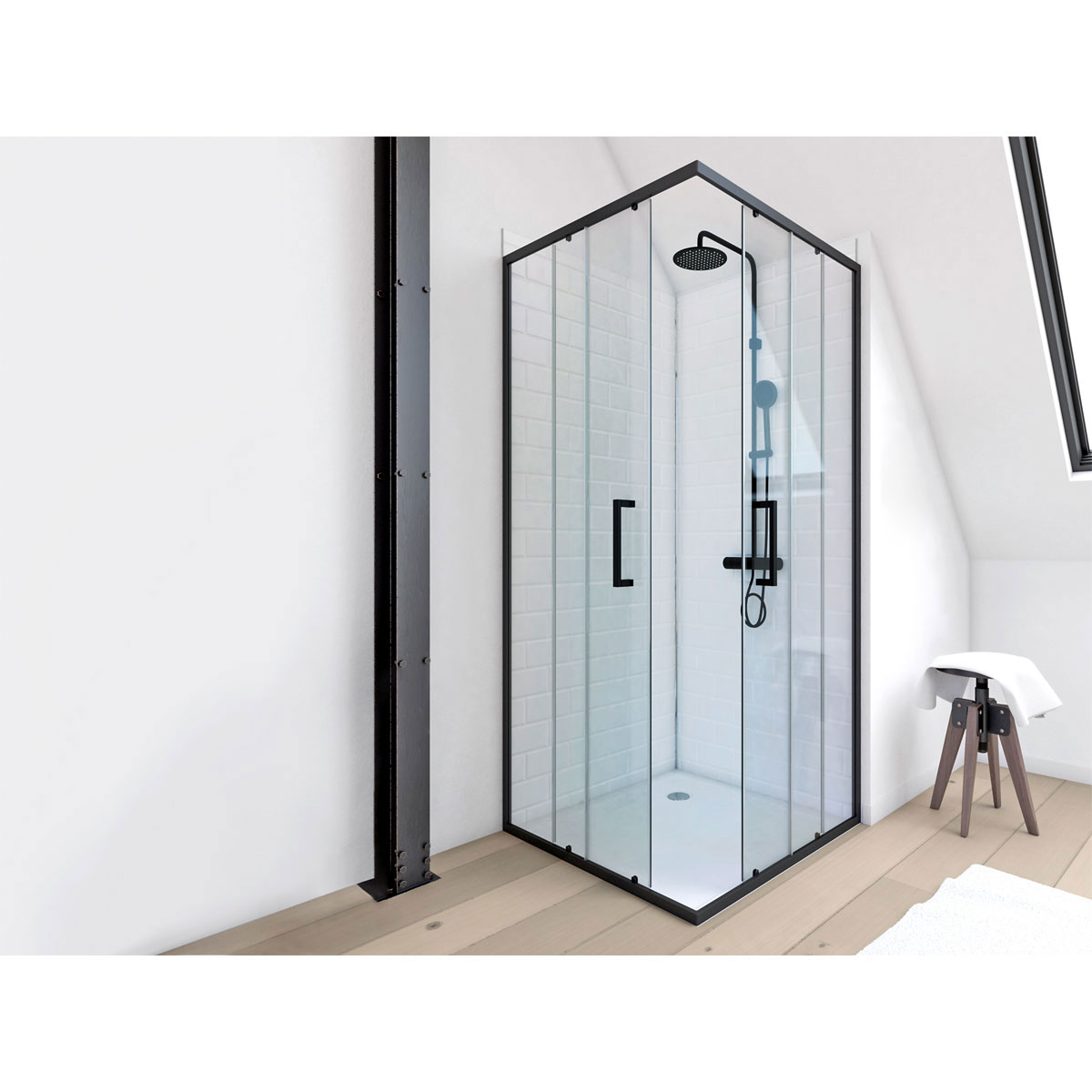 Aurlane Eckdusche Black Eclipse schwarz matt 90 x 90 cm Bild 3